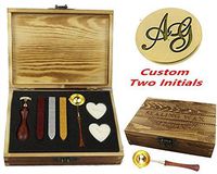 MNYR Vintage 250 Designs Wedding Custom Wax Seal Stamp Kit Letter Names Date Monogram Spoon Stick Wood Gift Box Set Invitation Gift Wrap Custom Words Initials Customize Personalized Wax Seal Stamp Set