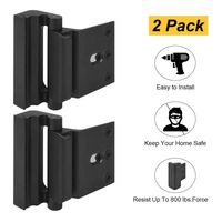 Home Security Door Lock, Childproof Door Reinforcement Lock with 3" Stop Withstand 800 lbs for Inward Swinging Door, Upgrade Night Lock to Defend Your Home (Black-2 Pack)