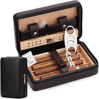 Time C club 4 Finger Portable Travel Leather Cigar Case, Cigar Humidor with Cigar Cutter and Humidifier, Groomsmen Gift, Birthday Gift, Fathers Day Gift, Anniversary Gift