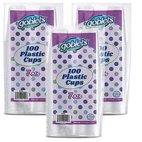 300 Count 7 oz Disposable Clear Plastic Drinking Cups, Stackable, Great For Home, Office, Parties, Events, Wedding reception, Or Everyday Use, 3 Packs By Goblets
