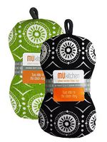 MUkitchen Microfiber Sponge with Scrubber, Set of 2 - Marrakesh Green and Marrakesh Black