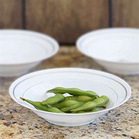 White With Silver 8Oz Round Disposable Bowl - Antique Collection