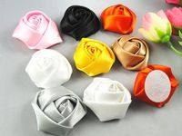 Wholesale 14pcs Big Satin Ribbon Rose Flower DIY Craft Appliques (Mix)