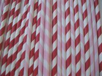 VALENTINE'S Color Themed RED and PINK Vintage Paper Drinking Straws - 50 Ct. - Twilight Parties