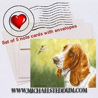 Michael Steddum Bird Dog Basset Hound Note Card Set