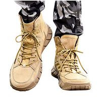 Men's Outdoor Tactical Boots Wear-Resistant Waterproof Trekking Insulated Outdoor Anti-Skid Combat Boots in Winter Shoes (US:6.5-7.0, Beige)