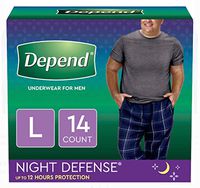 DependsMen Night Defense Underwear, Overnight, Large