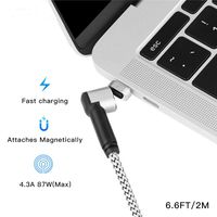 Magnetic Cable Compatible with MacBook Pro, USB C Magnetic Adapter Magnetic Charger Compatible with MacBook Pro 2017/2016 [Up to 4.35a, 87W], New MacBook, Galaxy S9/S8 Plus, Note 8 (Silver+Black)