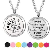 Kissreason Live by Faith Aroma Aromatherapy Essential Oil Diffuser Necklace for Family Friend Stainless Steel Locket Pendant Jewelry