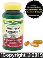 Tumeric Curcumin Supplement Capsules 500 mg (90 ct) Bundle w/No Fluff Supplement Guide©. Max Strength Capsules to Target Inflammation©