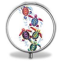 Tortoise Pill Case, Round Stainless Drug Organizer Container Medicine Cover for Pocket Daily&Weekly