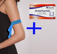 Disposable Tourniquets (Pack 100) Professional Grade + 100 Alcohol Wipes