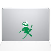 The Decal Guru Skiing Decal Apple Decal Vinyl Sticker, 13" MacBook Pro (2016 & Newer Models), Green (1636-MAC-13X-LG)