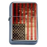Vintage American Flag Flip Top Oil Lighter D5 Patriotic Freedom American Heroes Veterans