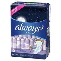 ALWAYS Maxi Size 5 Extra Heavy Overnight Pads With Wings Unscented, 27 Count