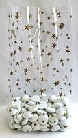 Gold Stars Cello Bags 4" x 2 1/2" x 9 1/2" - Pack of 25
