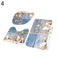 TbpersicwT Home bedroom carpet door mat, 3Pcs/Set Starfish Pebble Bathroom Rug Carpet Toilet Lid Cover Non-slip Floor Mat-4