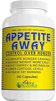 Appetite Away Hunger Suppressant Weight Loss Supplement Bottle (60 Capsules) by 4 Organics - All Natural Diet Pill - No Appetite - No Jitters - Satisfaction Guarantee
