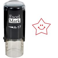 Round Teacher Stamp - Happy Star - RED Ink (Stamp Only)