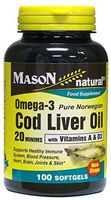 Mason Natural Cod Liver Oil 20 Minims Food Supplement Softgels - 100 Ea