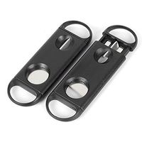 2pcs Black Stainless Steel Dual Blade V-Cut and Regular Circle Cigar Cutter