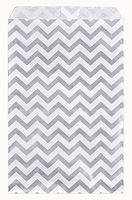 888 Display - 200 pcs of 8 1/2" x 11" Silver Chevron Paper Gift Bags Shopping Sales Flat Bags