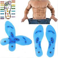 2 Pairs Massaging Insoles, for Women and Men Weight Loss Adjustable Silicone Magnetic Massage Foot Therapy Reflexology Pain Relief Shoe Insoles Washable and Cutable Blue