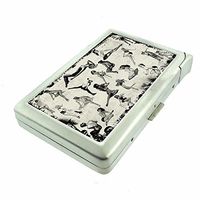 Cigarette Case with Built in Lighter Pin Up Girls Classic Poses S1 Smoking King Size Cigarettes Silver Metal Wallet 4" X 2.75" RFID Protection