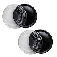 Party Essentials Hard Plastic Tray With Clear Dome Lids, 16", Black