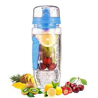 NBSXR 32 oz Fruit Infuser Water Bottle, Flip Top Lid and Dual Anti-Slip Grips, Leak Proof and Convenient to Carry, for Your Office and Home