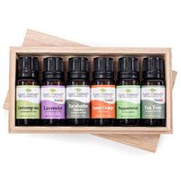 Plant Therapy Breathe Easy Essential Oil Set - Lavender, Eucalyptus, Peppermint, Lemongrass, Orange Sweet, Tea Tree, In A Wooden Box 100% Pure, Aromatherapy, Therapeutic Grade 10 mL (1/3 oz)