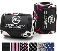Fitplicity Premium Elastic Wrist Wraps (Pink Skulls)
