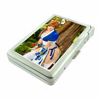 Cosplay Pin Up Girls Costume Dress Up D20 Cigarette Case Lighter Smoking King Size Cigarettes Silver Metal Wallet 4" X 2.75" RFID Protection