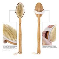 Tinksky Natural Bristle Dry Body Brush Bath Body Brush Long Handle with Detachable Head