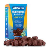 VitaWorks Sugar Free Multivitamin & Multimineral Chocolate Vitamin Chew, GMO Free & Gluten Free, Great Tasting Milk Chocolate Flavored w/Vitamin A, C, D & 8 Different B Vitamins, 60 Count [30 Doses]
