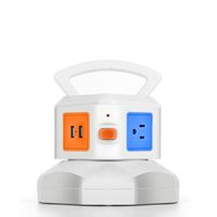 TNP Power Strip with USB Surge Protector - Charger Station Power Supply Adapter Multi Socket Plug Powerstrip Bar Stand Tower, 6FT Extension Cord (3 AC Outlet + 2 USB Port, Blue & Orange)