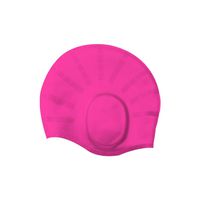 Upgraded Swimming Silicone Cap Waterproof for Long Hair， Keeps Hair Clean Ear Dry, Free with Nose Clip and Ear Plugs，Rose Red