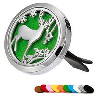 Coding Car Diffuser Essential Oil Car Vent Clip Air Freshener Purifier,316L Stainless Steel Aromatherapy Locket with 10 Washable Color Pads (Christmas Milu Deer)