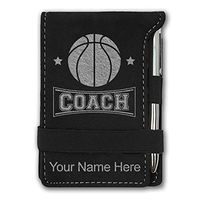 Mini Notepad, Basketball Coach, Personalized Engraving Included (Black with Silver)