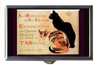 Black and Calico Cats Vintage Illustration Decorative Pill Box