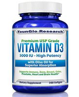 Vitamin D3 5000 IU - in Non GMO Olive Oil - Powerful Health Benefits - 360 Softgels (1 Pack)