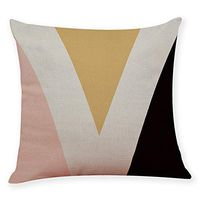 Pgojuni Cotton Linen Letter Printing Square Home Decorative Throw Pillow Case Sofa Waist Cushion Cover 1pc