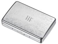 Visol Victoria Floral Pattern Cigarette Case - Holds 18 100mm Size Cigarettes with Free 2 Initial Engraving