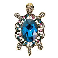 Animal Lover Turtles Brooch Pins Rhinestone Gemstone Jewelry Costume Pin Creation Beauty Cheap Style Womans Women Styling Elegant Prom Accessory | Color - Blue