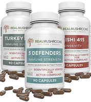 Real Mushrooms Ultimate PET Defense & Immunity Bundle - Reishi (90 Caps) + Turkey Tail (90 Caps) + 5-Defenders Certified Organic Capsules for Cats, Dogs & Furry Friends