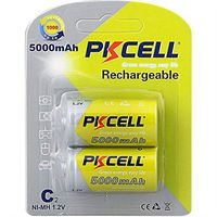 Rechargeable C Size Batteries 5000mAh Ni-MH Cell 2 Pack