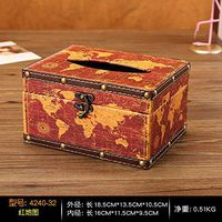 T-ZJHC European Creative Retro Tissue Box Home Room Bedroom Napkin Tray Living Room Coffee Table Storage, Watermelon red