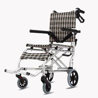 Elderly wheelchair Elderly disabled car Small wheelbarrow Grocery shopping cart Ultralight wagon Folding light Portable Can bear 75 kg ( Color : Check , Size : 884290cm )