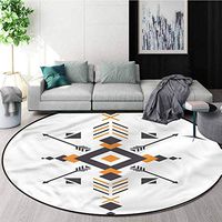 RUGSMAT Aztec Modern Washable Round Bath Mat,Abstract Hunting Equipment Design Non-Slip Fabric Round Rugs for Bedroom Diameter-24