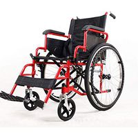 LMEIL Lightweight Deluxe Folding Transport Travel Wheelchair with Flip Back Desk Arms, Elevating Leg Rests